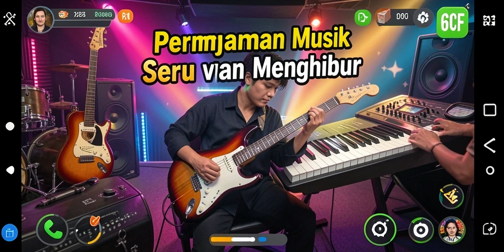 Tampilan gameplay 6CF yang menarik dengan berbagai pilihan lagu.