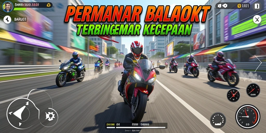 Tampilan mendebarkan dari gameplay <strong>BARU01</strong> yang penuh aksi dan kecepatan.