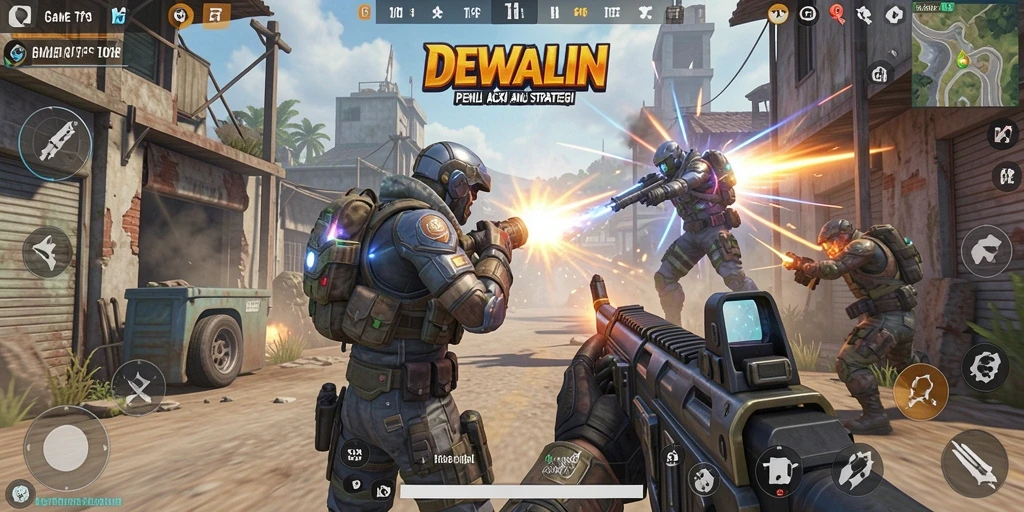 Tampilan gameplay mendebarkan di DEWALIN dengan aksi TPS yang seru.