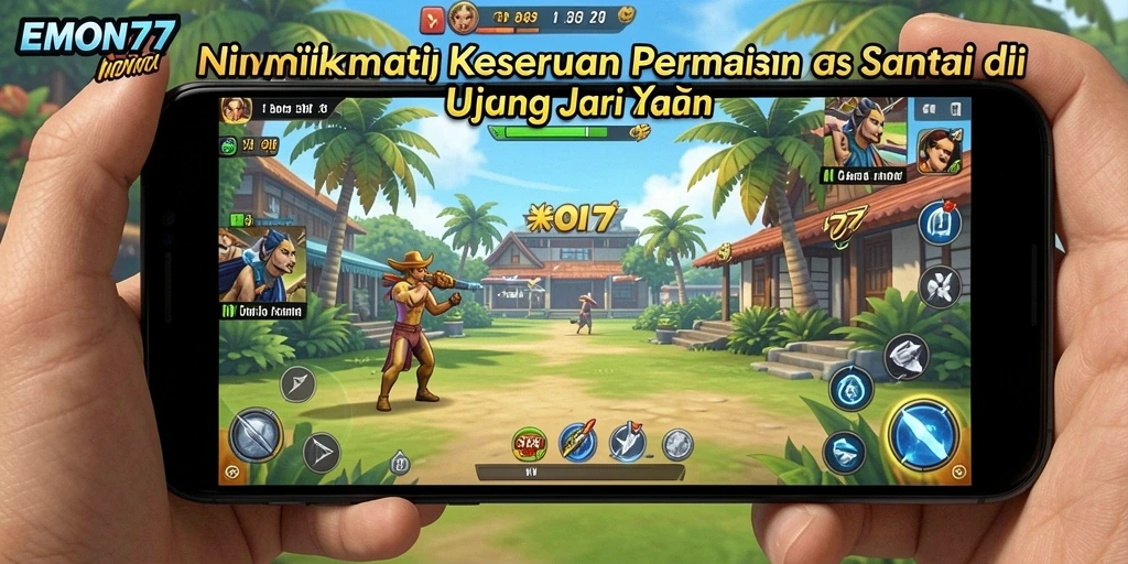 Tampilan gameplay EMON77 yang menarik dan penuh warna.