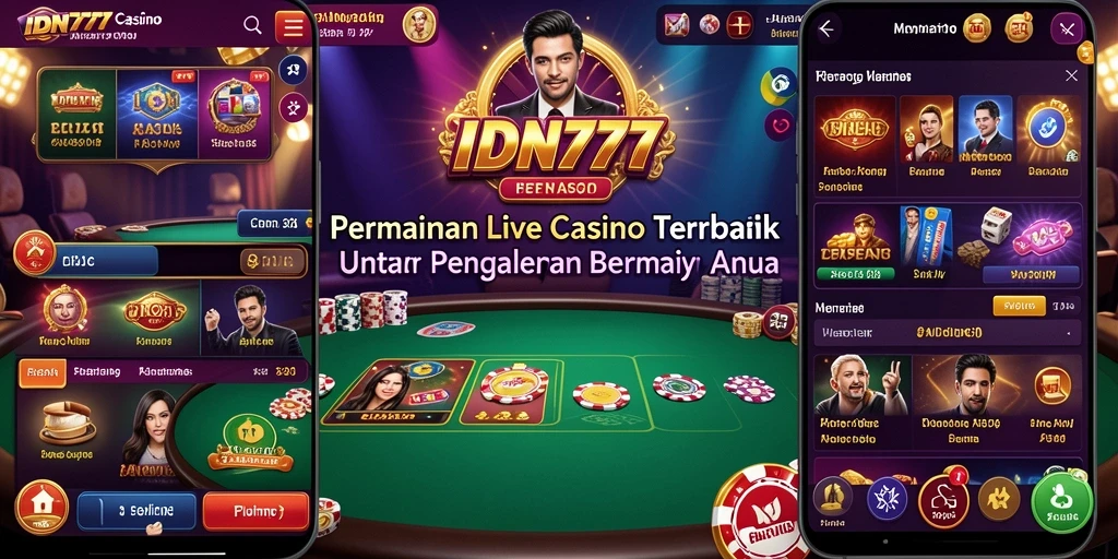 Screenshot gameplay IDN777 dengan dealer profesional dan suasana Live Casino.