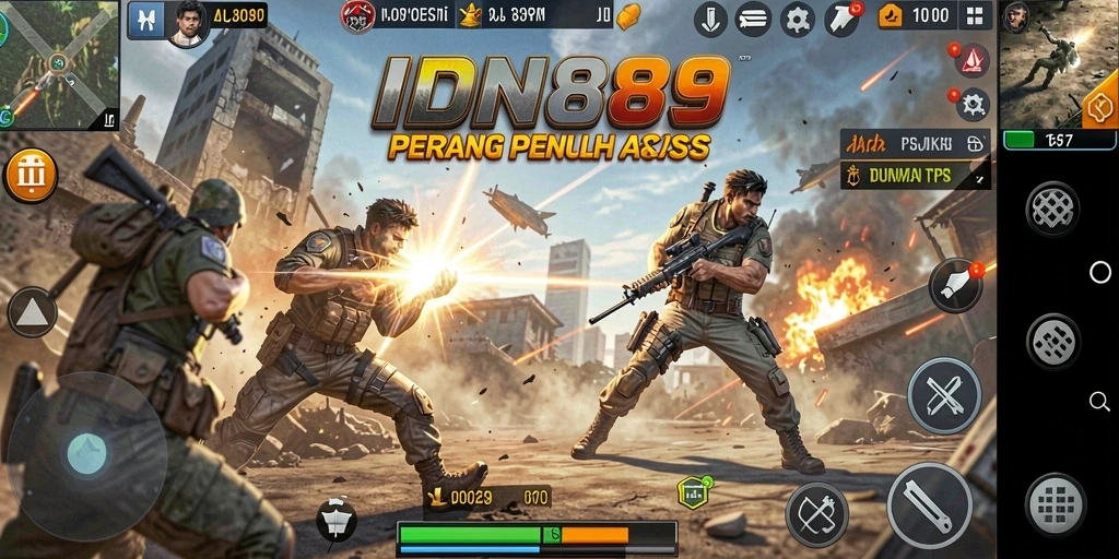 Tangkapan layar gameplay IDN89 menampilkan pertempuran intens dan strategi tim.