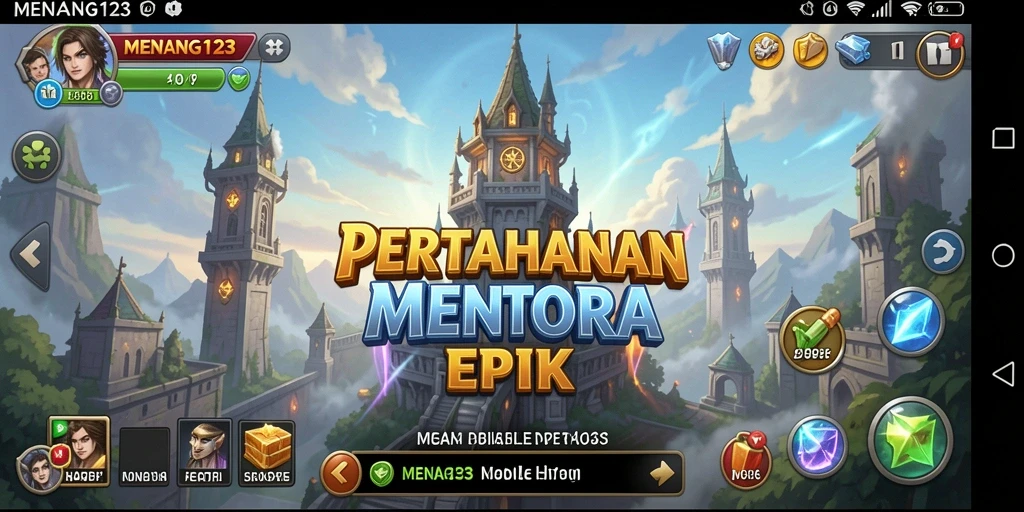 Tampilan gameplay seru MENANG123 dalam strategi Tower Defense.