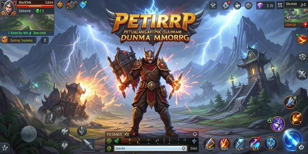 Screenshot PETIRRP memperlihatkan pertarungan epik di dunia MMORPG.