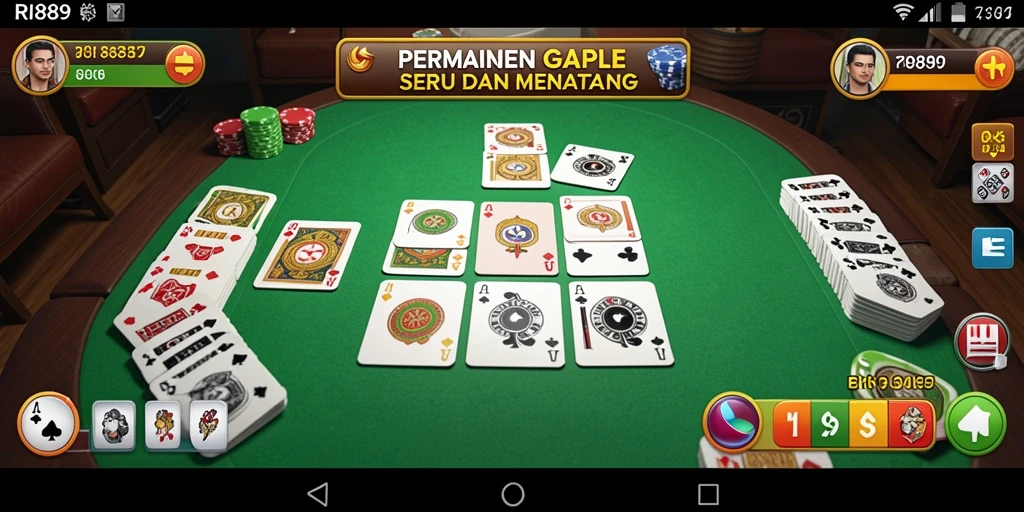 Screenshot gameplay Gaple RI889 yang seru dan menantang.