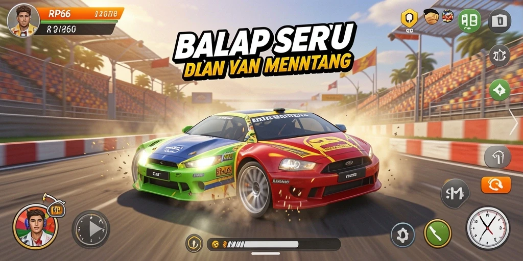 Gameplay seru RP66 dengan mobil balap yang cepat dan grafis memukau.