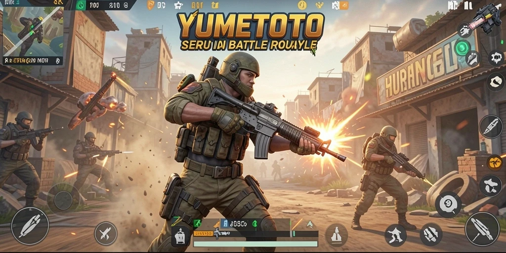 Tampilan gameplay seru dari pertarungan Battle Royale di YUMETOTO.